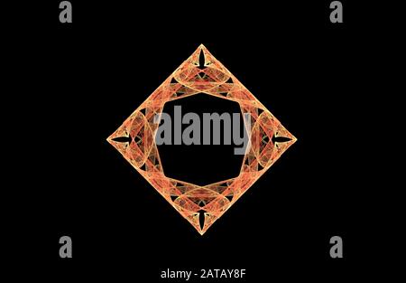 Abstract golden frattali figura simmetrica su nero Foto Stock