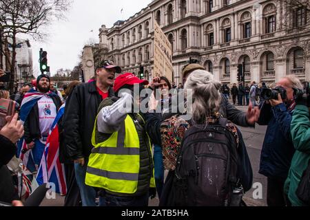 Giornata della Brexit a Whitehall, Londra, Regno Unito Foto Stock