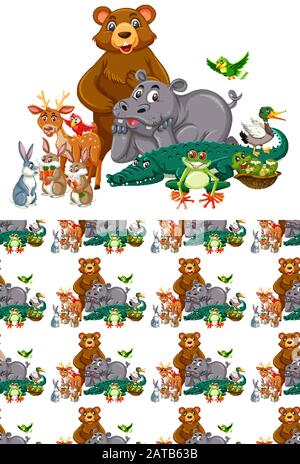 Perfetta di design di sfondo con animali selvatici illustrazione Illustrazione Vettoriale