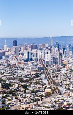 Vista panoramica del centro di San Francisco, California Foto Stock