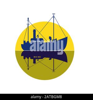 Icona della nave da pesca Illustrazione Vettoriale