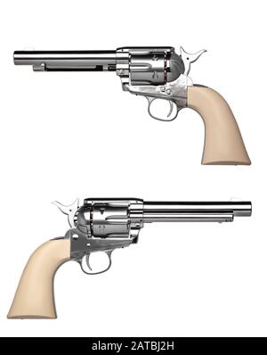 revolver classico a pistola isolato su sfondo bianco Foto Stock