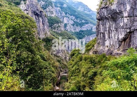 Il canyon del fiume Tara e in un parco nazionale in Montenegro Foto Stock