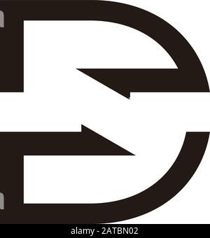 simbolo lettera ds freccia geometrica vettore del logo spazio negativo Illustrazione Vettoriale