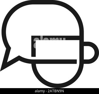 mug drink talk cafe simbolo geometrico sovrapposizione linea vettore logo Illustrazione Vettoriale