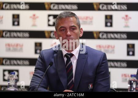 Cardiff, Galles, Regno Unito. 1st Feb 2020. Franco smith (allenatore di italia) nel Galles vs Italia, Six Nations Rugby a Cardiff (Galles), Italia, 01 Febbraio 2020 Credit: Independent Photo Agency Srl/Alamy Live News Foto Stock