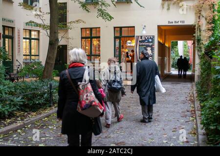 L'area commerciale Hackesche Hofe Mall e' il primo cortile (HOF 1), costruito nel modo Jugendstil dall'artista tedesco August Endel nel 1907 Mitte Berlin Ge Foto Stock