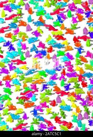 individualità nella folla grigia e uniforme e senza nome Illustrazione Vettoriale