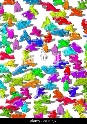 individualità nella folla grigia e uniforme e senza nome Illustrazione Vettoriale