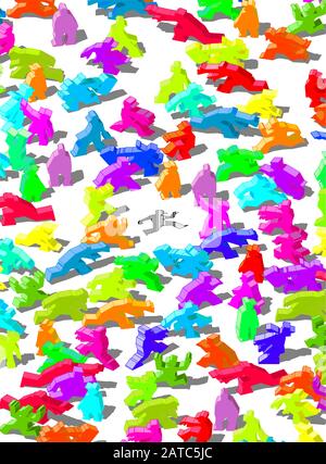 qualcuno manca nella folla caotica Illustrazione Vettoriale