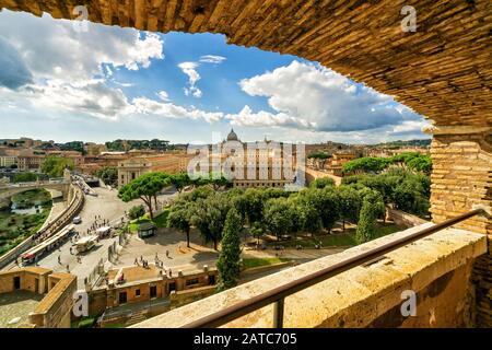 La vista di Roma da Castel Sant`Angelo, Italia Foto Stock