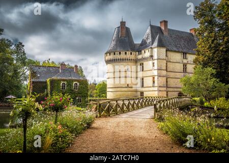 Il castello di l'Islette, Francia. Questo castello rinascimentale si trova nella Valle della Loira, è stato costruito nel 16th secolo ed è un'attrazione turistica. Foto Stock