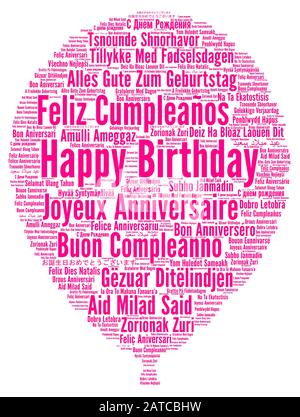 Buon compleanno in diverse lingue Word cloud Foto Stock