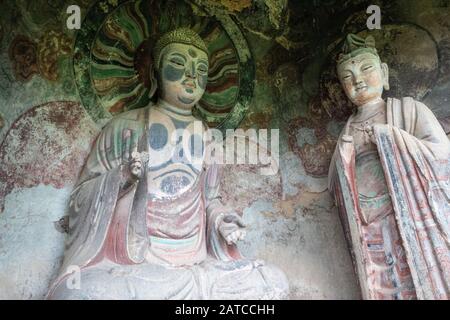 Grotte Di Maijishan Vicino A Tianshui, Provincia Di Gansu, Cina Nord-Occidentale Foto Stock