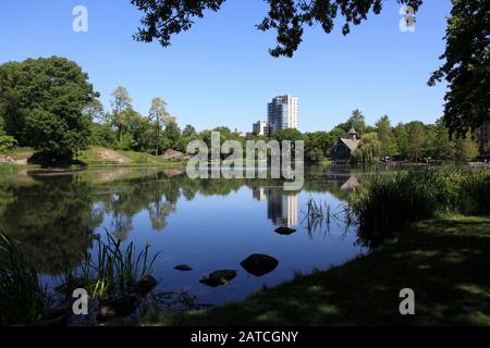 Harlem Meer, Central Park, Manhattan, New York City, Usa Foto Stock