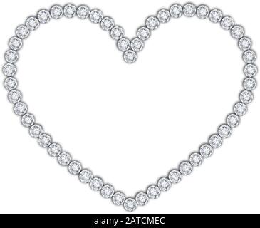 cornice a forma di cuore con diamanti Illustrazione Vettoriale