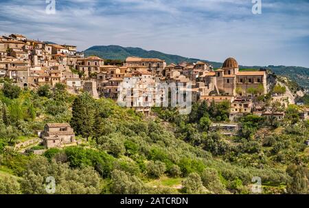 Città sulla collina di Stilo, Calabria, Italia Foto Stock