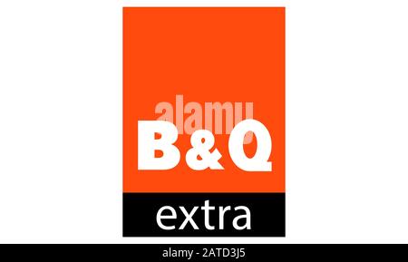 B&Q Extra Sign su sfondo bianco Foto Stock