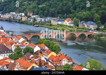 Heidelberg è una città sul Neckar in Germania, Alte Brücke Foto Stock