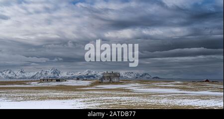 Casa Abbandonata, Sormela, Lofoten, Nordland, Norvegia Foto Stock