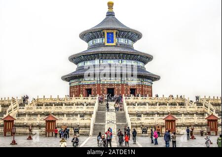 26.02.2019 Pechino Cina il Tempio del Paradiso un complesso imperiale di edifici religiosi nella parte sud-orientale del centro di Pechino. Foto Stock