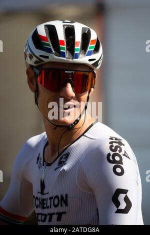 Geelong, Australia. 02nd Feb, 2020. 2 febbraio 2020: Geelong, AUSTRALIA - 2 FEBBRAIO 2020: Daryl Impey (RSA) di Mitchelton Scott prima del 2020 Cadel Evans Great Ocean Road Race Credit: Chris Putnam/ZUMA Wire/Alamy Live News Credit: Zuma Press, Inc./Alamy Live News Foto Stock