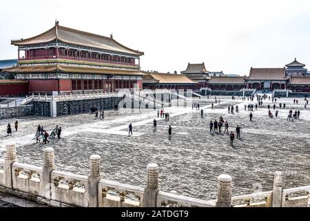 La Città Proibita era il palazzo imperiale cinese dalla Dinastia Ming alla fine della Dinastia Qing Foto Stock