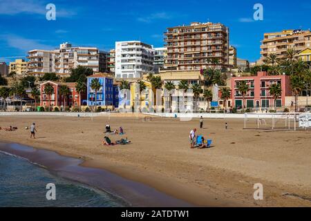 Sole Invernale A Villajoyosa, Costa Blanca, Alicante, Spagna Foto Stock