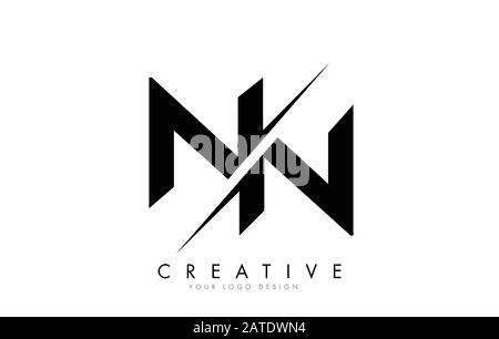 N N N Letter Logo Design con taglio creativo. Design creativo del logo. Illustrazione Vettoriale