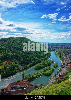 Veduta aerea della regione di Besancon Bourgogne Franche Comte Francia Foto Stock