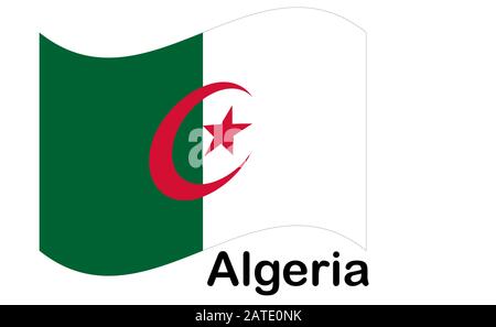 Bandiera algerina originale e semplice isolata in colori ufficiali e Proporzione Correttamente Illustrazione Vettoriale