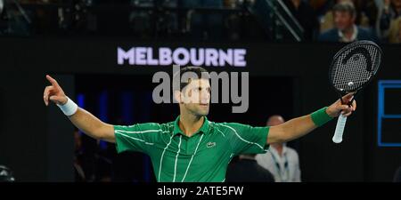 Melbourne, Australia. 02nd Feb, 2020. D14 MF Novak djokovic (SRB) vince la finale Singles uomo Foto Anne Parker International Sports Fotos Ltd/Alamy Live News Foto Stock