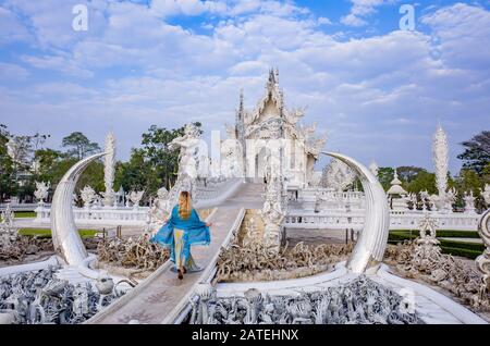 Tempio Bianco Wat Phra That Doi Chom Thong, Chiang Rai, Tailandia Foto Stock