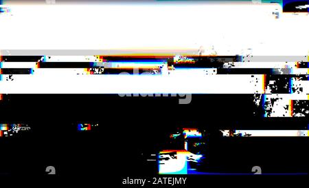 Effetto glitch rgb forme geometriche in bianco e nero, sovrapposizione rilievo anaglifo 3d Foto Stock