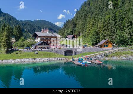 Vista Aerea Da Gosausee, Lago Gosau, Gosau, Austria Superiore, Austria Foto Stock