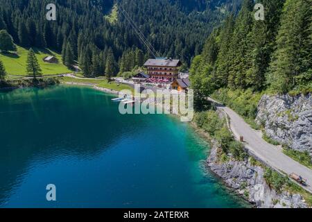 Vista Aerea Da Gosausee, Lago Gosau, Gosau, Austria Superiore, Austria Foto Stock