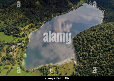 Veduta Aerea Da Erlaufsee, Maria Zell, Austria Foto Stock