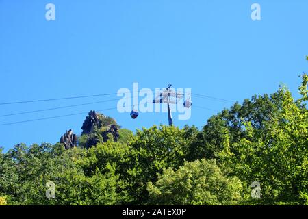 06 agosto 2018 - Thale, Sassonia-Anhalt, Germania: Funivia con seggiovia a Thale nei Monti Harz Foto Stock