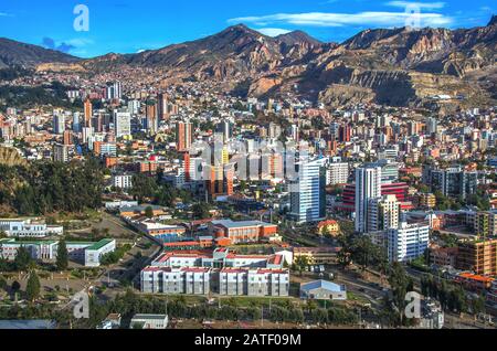 Panorama della Città di la Paz Bolivia dal punto di vista Killi Killi. Bella vista Foto Stock