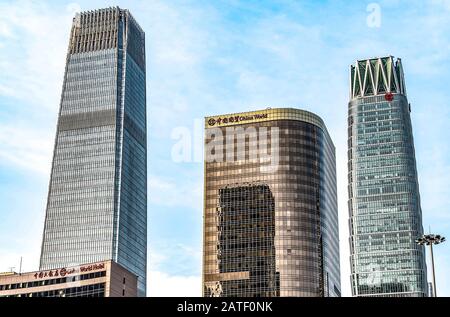 Pechino, CINA 24.022019: Quartiere centrale degli affari - CBD City skyline. Grattacieli moderni nel centro finanziario DI PECHINO. Foto Stock