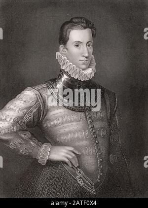 Sir Philip Sidney, 1554-1586, un poeta inglese, cortigiano, studioso e soldato Foto Stock