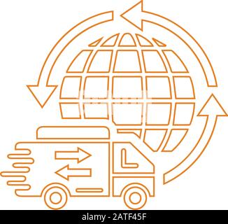 Ben organizzato e completamente modificabile consegna globale, consegna rapida, spedizione in tutto il mondo icona per qualsiasi uso. Grazie per l'utilizzo. Illustrazione Vettoriale
