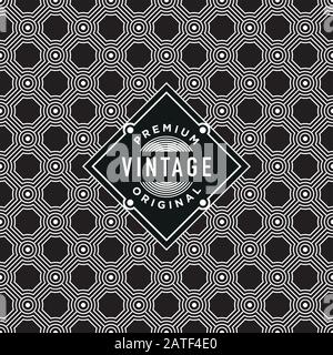 Etichetta vintage con motivo senza cuciture sullo sfondo. Ideale per i progetti di imballaggio. Illustrazione Vettoriale