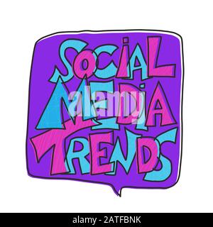 Social media tendenze preventivo. Disegnata a mano messaggio. Titolo stilizzato. Illustrazione Vettoriale. Illustrazione Vettoriale