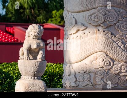 Dinastia Ming colonna ornamentale (Huabiao) porta della Città Proibita, Piazza Tiananmen, Pechino, Repubblica Popolare Cinese Foto Stock