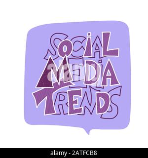 Testo delle tendenze dei social media. Messaggio disegnato a mano. Titolo stilizzato. Illustrazione del vettore. Illustrazione Vettoriale