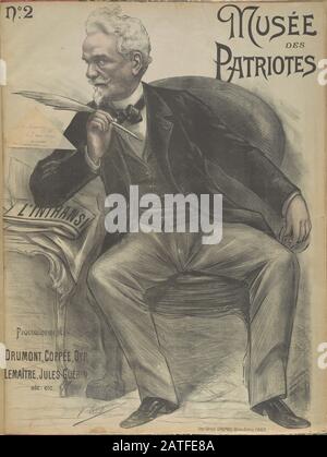 Musée des Patriotes - 1899 - Lenepveu, V. - Caricature di Henri Rochefort (1831-1913) con quill in mano. Rochefort è stato un editore, autore, e uno dei principali organizzatori della campagna anti-Dreyfus stampa. Colore della mano. Foto Stock