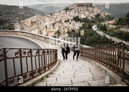 Scala a Ragusa Ibla, Sicilia, Italia Foto Stock