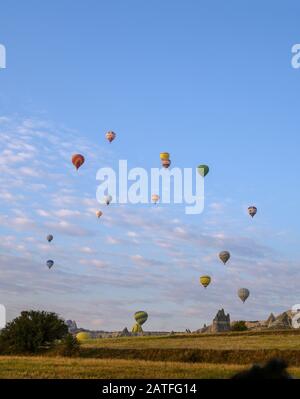 I palloni ad aria calda in Cappadocia, Turchia Foto Stock