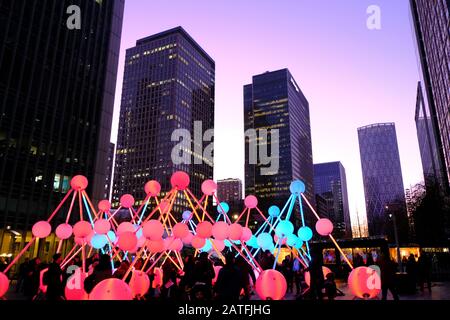 Winter Lights , Docklands, Londra, Regno Unito Foto Stock